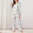 thumbnail image 2 of Pofeuu Rabbit And Flower Print Womens Pajamas Set Long Sleeve Sleepwear Button Down Nightwear Soft Pj Lounge Sets Button Down Pajamas Women-Medium, 2 of 7