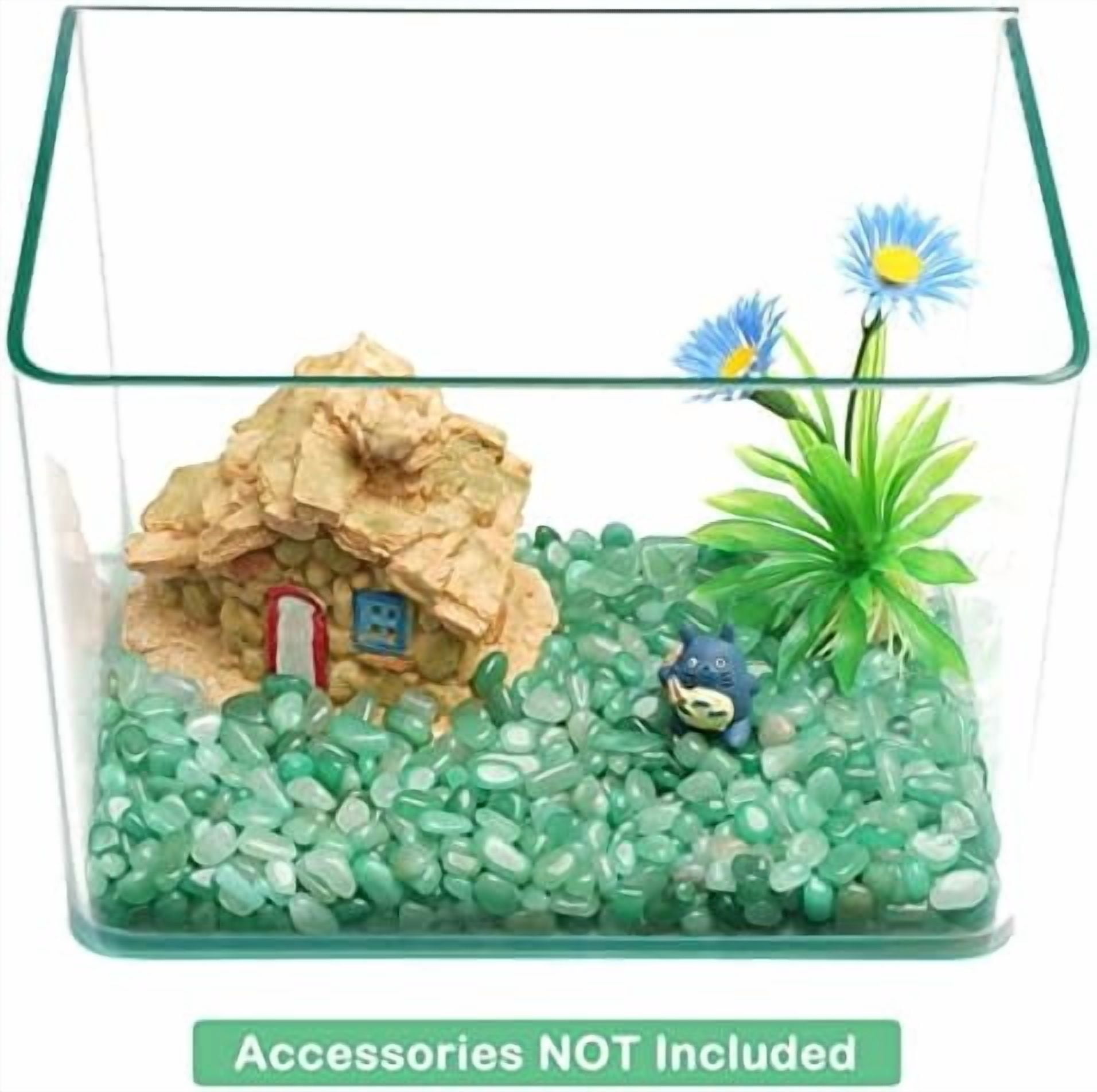 Decorative Rock Stones, 2 Lbs/920g Irregular Green Crystal Pebbles Quartz Gravel for Aquarium Turtle Tank Decoration/Succulent Plant Landscape/Flowerpot Vase Ornament