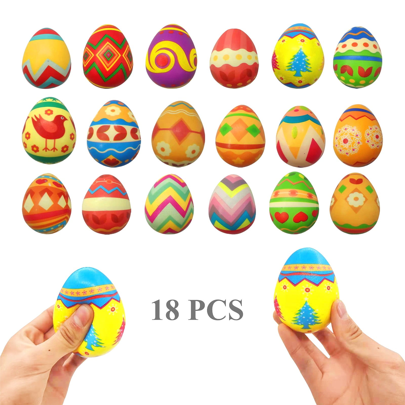 18Pcs Slow Rising Easter Egg Decompression Toys Squishy Fidget Set For Stress Relief