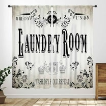 Laundry Room Curtains for Windows,Rustic Farmhouse Dry Wash Fold Repeat Country Vintage Brown Window Treatments Bedroom Living Room Bathroom Room Curtain 2 Panel,84X84 Inch