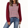 thumbnail image 4 of VBVC Women's Striped Raglan Sleeve Long Sleeve Top , Ladies' Color Block Crew Neck Shirt , Casual Baseball Tee Pullover For Women, S-2XL, 4 of 6