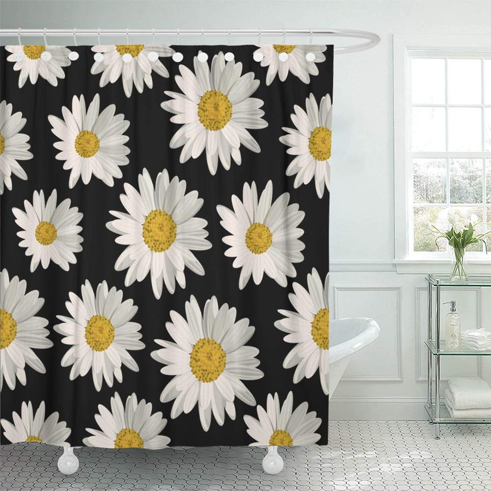 KSADK Yellow Daisy with White Daisies On Black Vintage Chamomile