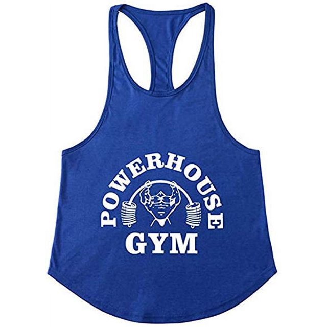 Men Pure Color Fitness Cotton Vest Bodybuilding Stringer Gym Tank Tops M-XXL
