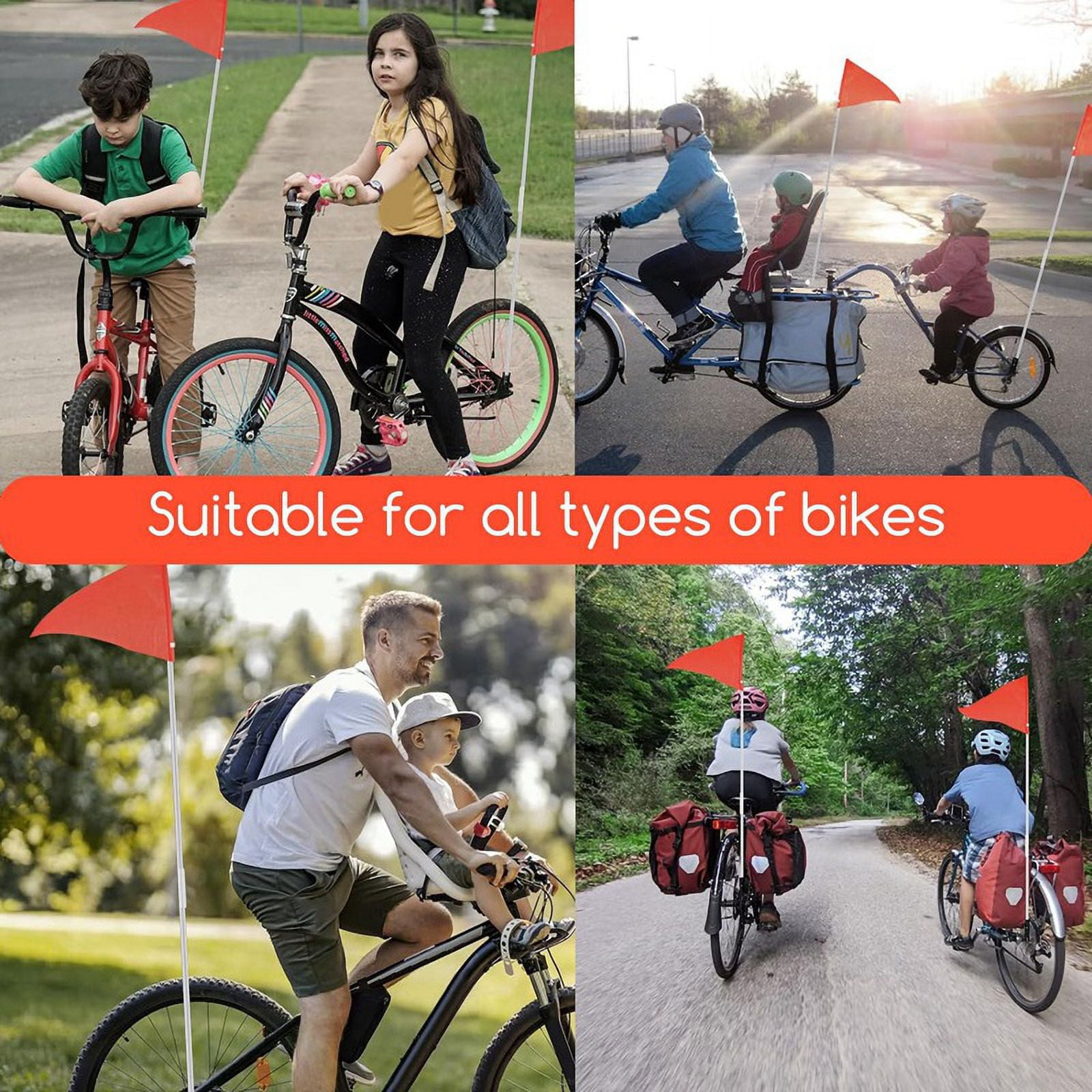 1 Set 6Ft Bike Flag with Pole and Mounting Bracket,Adjustable High Waterproof Bicycle Trailer Flags