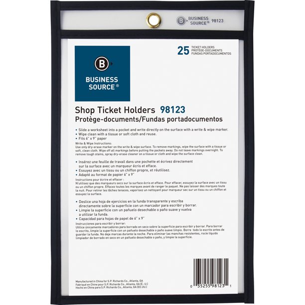 Business Source, BSN98123, Clear Heavyweight Shop Ticket