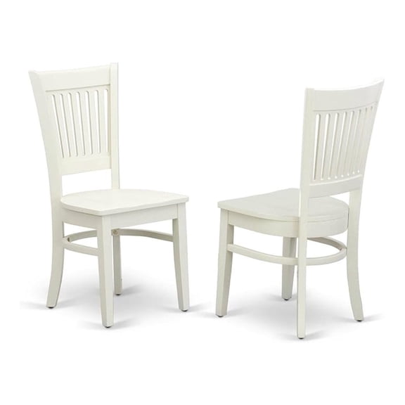 VAC-LWH-W Vancouver Dining Chairs - Slat Back Wood Seat Kitchen Chairs, Set of 2, Linen White