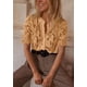 thumbnail image 5 of Blusa PRETTYGARDEN de encaje para mujer, manga corta, color caqui, talla L, 5 of 6