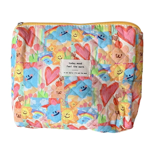 Cartera de maquillaje Tmvgtek para mujer con cremallera Love Doodle