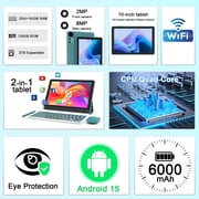 CUPEISI Android 15 Tablet 10 بوصة، 20 جيجابايت RAM+128 جيجابايت ROM/2 تيرابايت قابل للتوسيع، معالج رباعي النواة 2.0 جيجا هرتز، شاشة IPS HD 1280*800، 5G WiFi 6 BT 5.0، أجهزة لوحية 2 في 1 مع قلم ماوس حافظة لوحة المفاتيح، Widevine L1