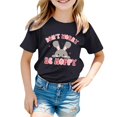 thumbnail image 3 of Zhuashum 3-4 Years Tops For Toddler Girls Bunny Pattern Shirts Spring Summer O Neck Short Sleeve Tee Easter Cute Girl Clothes Black, 3 of 3