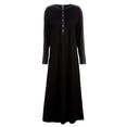 thumbnail image 3 of MeMoi Women's Modest Long Placket Ankle-Length Cotton Blend Gown - Womens - Female, Small, Black, 3 of 7