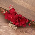 thumbnail image 4 of Flores Rojas Tocado De Novia, Horquilla De Cristal, 4 of 4