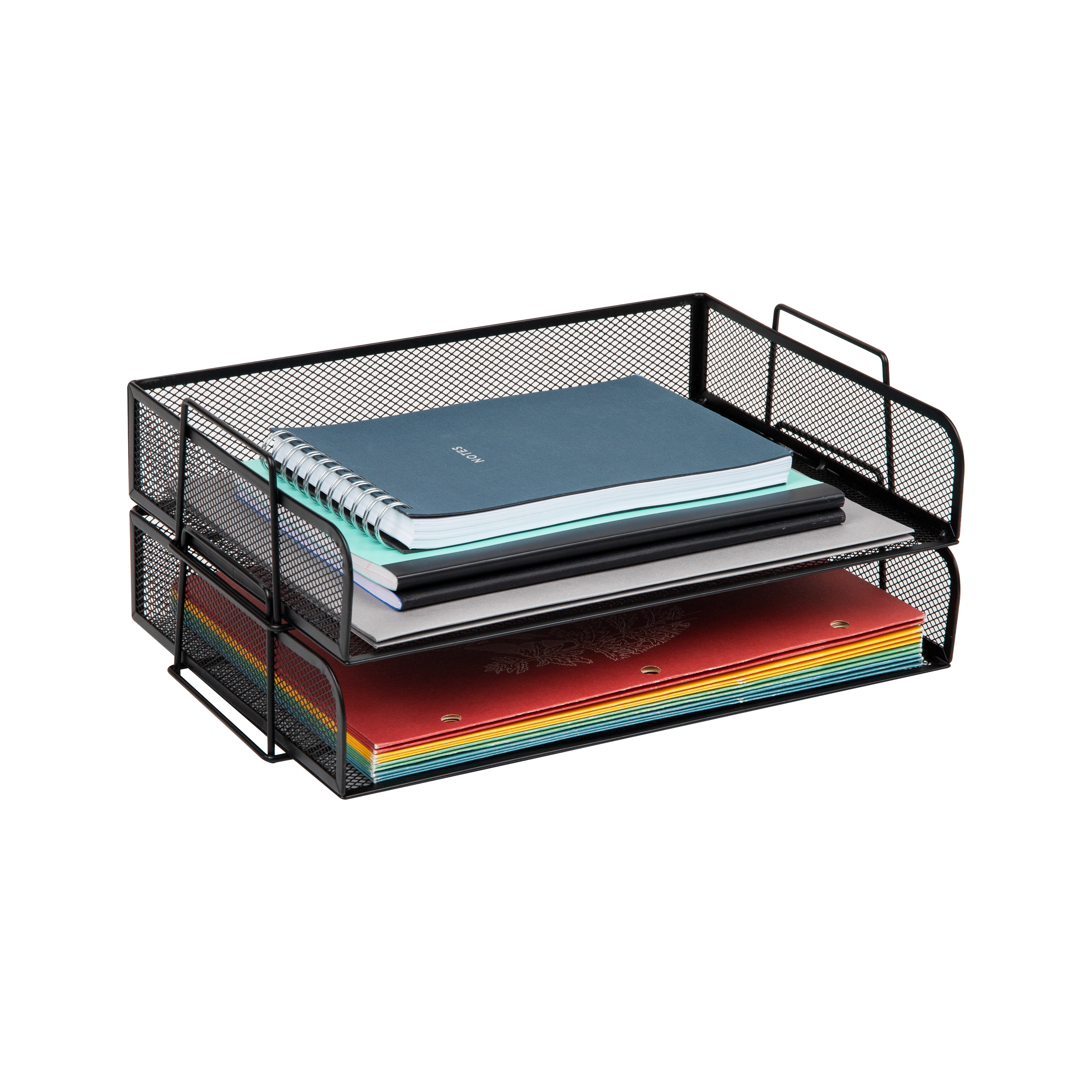 Mind Reader Stackable Paper Tray, Desktop Organizer, File Storage, Office, Metal, 2 Pcs., Silver