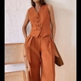 thumbnail image 4 of Conjuntos de 2 Piezas para Mujer: Chaleco de , Conjuntos Casuales Elegantes, Pantalones de Pierna , Trajes Color Naranja S, 4 of 7