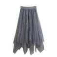 thumbnail image 4 of UJNDER Long Skirt Girls Kids Star Skirts for Long Skirt Tutu High Low Skirt Sparkly Layered Elastic Waist A Line Skirts for Girls Grey,6-7 Years, 4 of 4