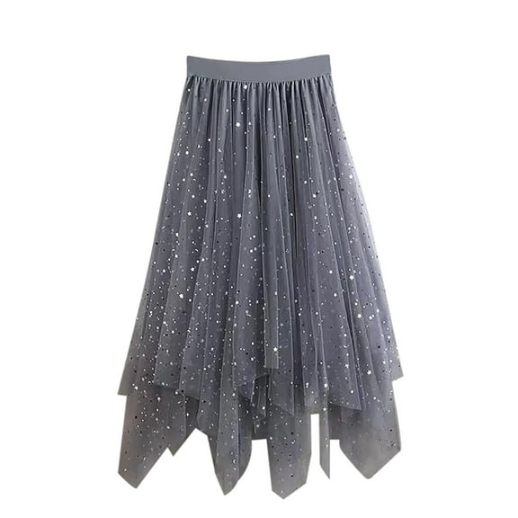 Xiulive Little Girls Kids Star Sequin Tulle Skirts For Long Sequin Skirt Tutu High Low Skirt Sparkly Layered Elastic Waist A Line Skirt Casual fashion