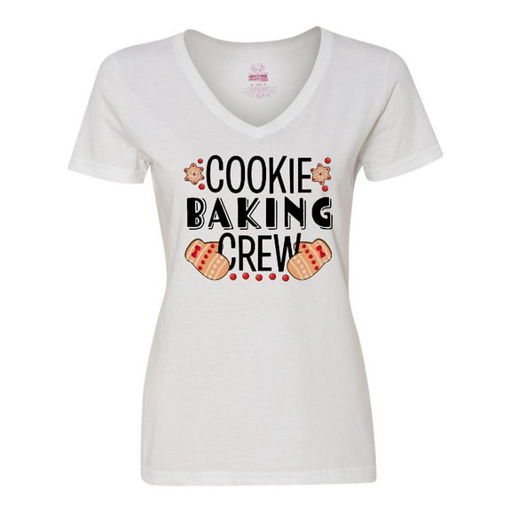 Inktastic Christmas Cookie Baking Crew with Oven Mitts Women's V-Neck T-Shirt