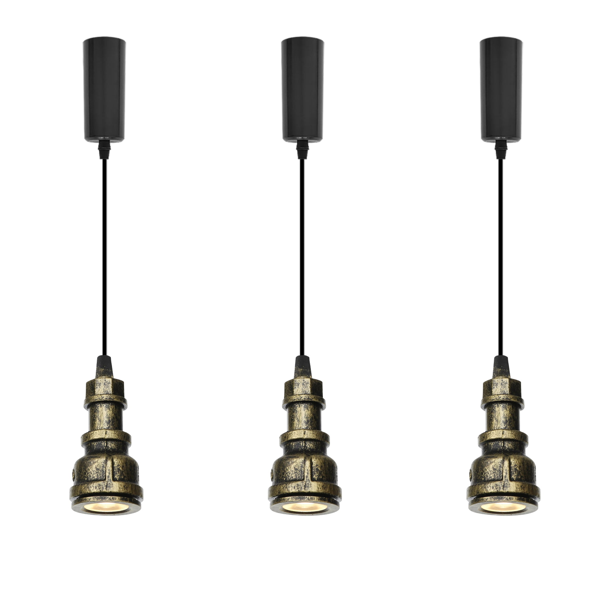 Kiven HType Track Lighting, 3Light Industrial Halo Track Pendant Light, Steampunk Style LED