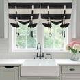 thumbnail image 4 of Black White Striped Tie Up Curtains 45 Inches Long, Kitchen Window Curtains Over Sink, Farmhouse Vintage Shabby Chic Wood Grain Small Window Curtains Balloon Curtains Valances for Bedroom 34"x45", 4 of 8