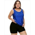 thumbnail image 3 of Women's Plus Size Swimwear Tankini Swimdress Two Piece Bathing Suit Tummy Control Swimsuit，Blue, 3 of 5