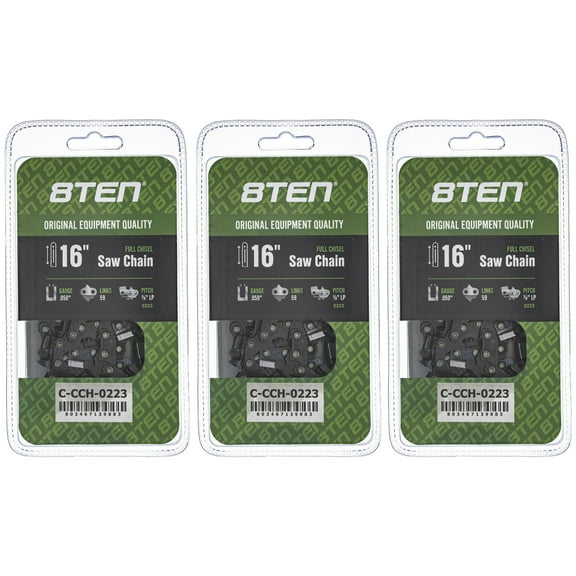 Full Chisel Chainsaw Chain 16 inch .050 3/8 LP 59DL for Homelite 240 3 Pack 810-CCC2445H