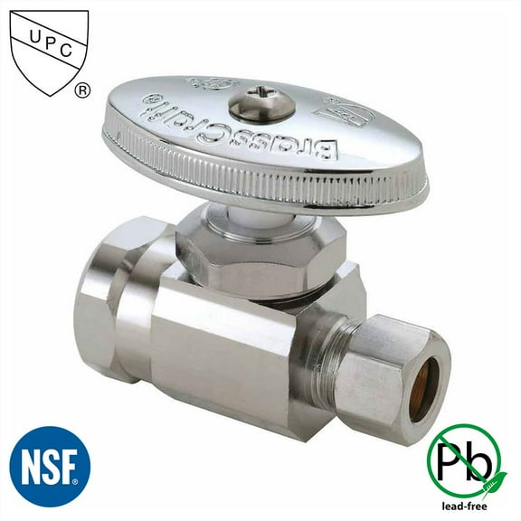 Thrifco 4405467 1/2 Inch FIP x 3/8 Inch Comp Multi Turn Brass Angle Stop Valve (Lead Free)