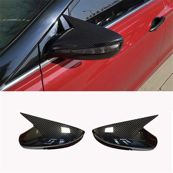 1 Pair Carbon Fiber Look Ox Horn Rear View Mirror Cover Trim For Hyundai Sonata 2011-2014