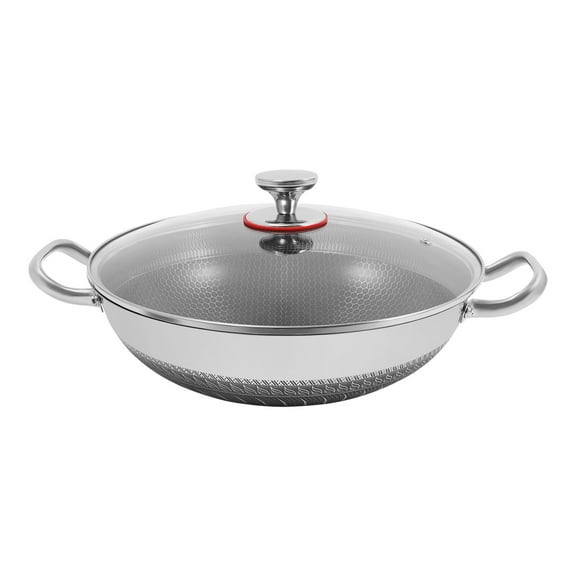 410 Stainless Steel Pan, Cooking Pan, Frying Pan with Lid for 3-4 People
