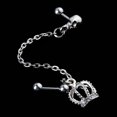 thumbnail image 4 of Opolski Punk Style Surgical Steel Crown Skeleton Ear Stud Chain Earring Piercing Jewelry, 4 of 8