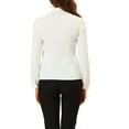 thumbnail image 3 of Allegra K Women's Choker Neck Blouse Long Sleeve Turn Down Collar Work Shirt, 3 of 6