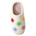 thumbnail image 4 of Xfvqtps Ladys Plush Slippers Colorful Love Star Circular Dots Close Toe Thick Bottom Non-Slip Comfortable Warm Winter Indoor Cotton Slippers Multicolor, 4 of 5