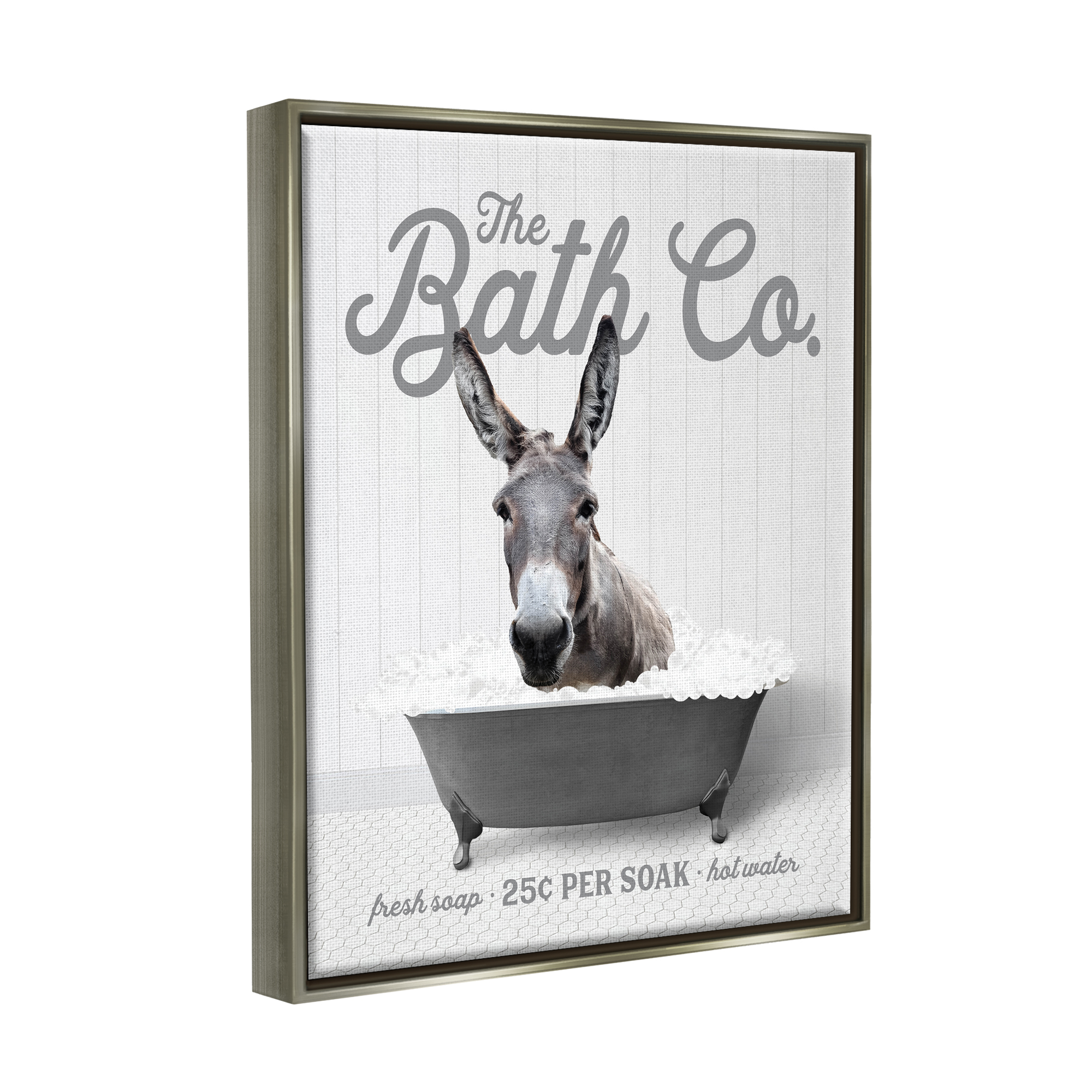 Stupell Industries Farmhouse Donkey in Tub Animals & Insects Painting Gray Floater Framed Art Print Wall Art, 25 x 31