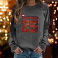 thumbnail image 2 of Fiaer Ladies Sweatshirts Christmas Sequin Letter Graphic Crew Neck Pullover Plus Size Long Sleeve Baggy Xmas Tops Grey L, 2 of 6