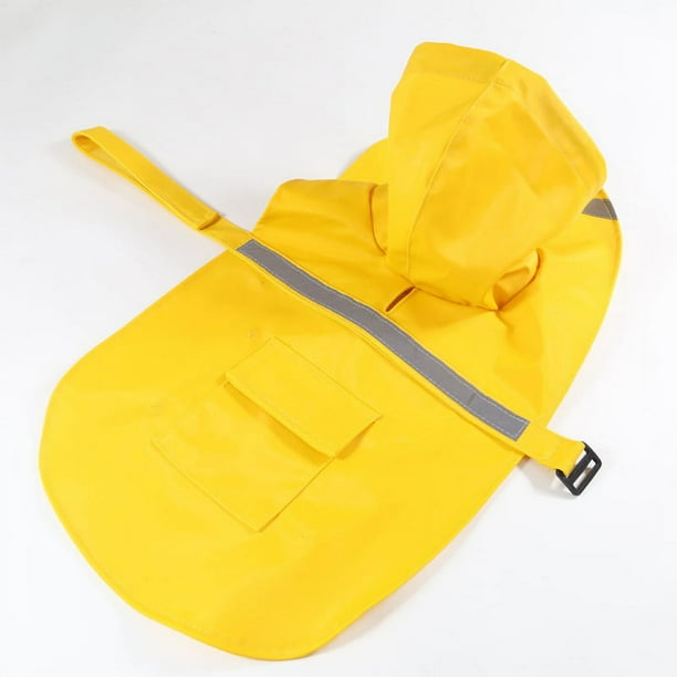 Chubasquero para perro grande, ropa ajustable a prueba de agua para mascotas, chaqueta ligera para la lluvia, poncho con capucha con tira reflectante (XXL, amarillo)