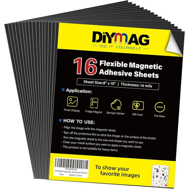 Hojas Magnéticas Adhesivas DIYMAG 16 Paquetes 20x25 cm Flexibles