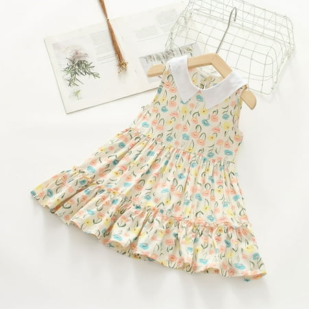 

Realhomelove Toddler Baby Girl Summer Dresses Girls Floral Sleeveless Dress Collared Casual Tank Sundresses Cute Trendy Clothes 2-10T