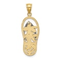thumbnail image 4 of 14K Yellow Gold, White Rhodium Polished Finish Flat Back Flowers In Flip Flop Design Sandle Charm Pendant, 4 of 4