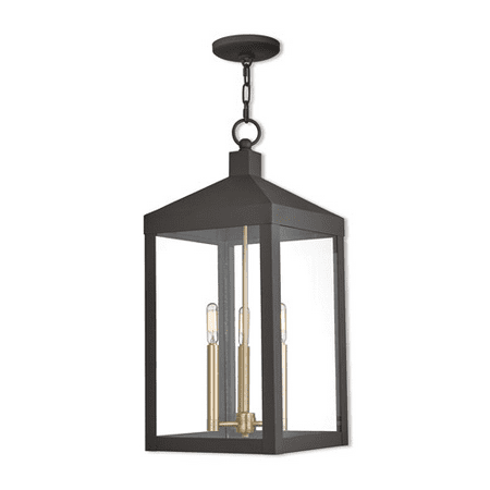 

Outdoor Pendant 3 Light With Bronze Clear Candelabra Base 11 inch 180 Watts - World of Crystal