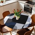 thumbnail image 2 of Abstract Geometric Blue Gray Black Elastic Fitted Round Table Cover Modern Art Waterproof Outdoor Tablecloth for Holiday Party, Picnic, Patio & Dining Fits Tables Up to 36"-44", 2 of 8