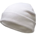 thumbnail image 2 of White Thermal Cotton Beanie Skull Cap Winter Ski Hat Cuffed Solid Warm, 2 of 4