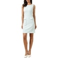 thumbnail image 2 of INSPIRE CHIC Tweed Dress for Women's Sleeveless Boat Neck Work A-Line Office Elegant Sheath Dress XS Light Blue, 2 of 6