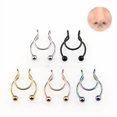 thumbnail image 2 of 5PC 8mm Stainless Steel Clip Gold Face Faux Septum Nose Cuff Rings Stud Non Piercing Jewelry, 2 of 7