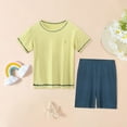 thumbnail image 3 of MHZLDYZ Hawaiian Shirts for Girls Summer New Multi Color Children's Home Furnishing Solid Short Sleeve Round Neck Top+Shorts Two Piece Set Clothes for Girls 10-12 Summer Outfits for Girls (Green,120), 3 of 6
