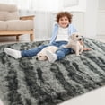 thumbnail image 2 of Wellber Shag Rugs Fluffy Tie-Dyed Area Rug for Bedroom Living Room Carpet Home Decor,6'x9',Black, 2 of 7