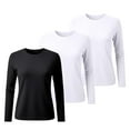 thumbnail image 3 of Women's Solid Color Round Neck T-Shirts 3-Pack, Comfortable Basic Layering Tees, Soft Casual Everyday Tops for Women, Essential Wardrobe Staples Hot Pink XL, 3 of 3