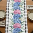 thumbnail image 5 of Table Runners 70 Inches Long Dress Scarves, Blue Pink Hydrangea Farmhouse Coffee/Dining/Kitchen Table Decor, Holiday Table Runner, Eucalyptus Leaves Summer Botanical Plaid 13x70 Inch, 5 of 9