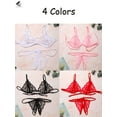 thumbnail image 6 of PULLIMORE Womens Sexy Lingerie Lace Bra Thong Panty Set Babydoll Underwear (Pink, M）, 6 of 6