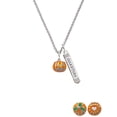 thumbnail image 2 of Delight Jewelry Silvertone Small Orange Jack O'Lantern with Stem Silvertone Guardian Angel Bar Charm Necklace, 23", 2 of 4