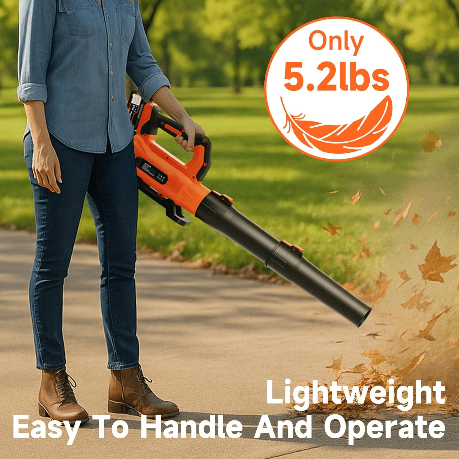 LIONLOR Leaf Blower Cordless with 2× 5.0Ah Batteries and Charger, 21V Electric, Lightweight Battery Powered Blowers for Lawn Care, Yard, Patio Cleaning, Blowing Leaves & Dust