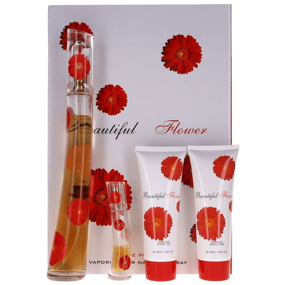 Beautiful Flower For Women Set: EDP+EDP+Body Lotion+Shower Gel (3.4+0.55+5.0+5.0)oz NEW